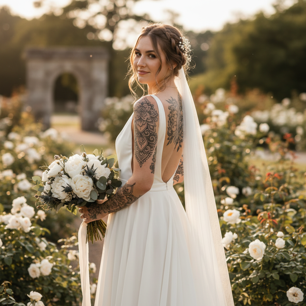 Panna młoda z tatuażem – jak wyeksponować dziary w dniu ślubu stylowo?